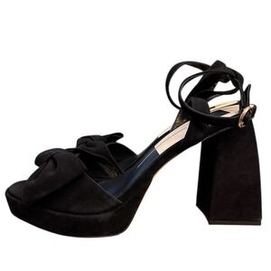Dolce Vita Women's Pacie Sandal Suede Size 9 Black Bow Peep‎ Toe